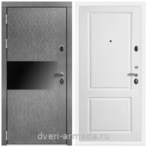 Входные двери лофт, Дверь входная Армада Престиж Белая шагрень МДФ 16 мм Штукатурка графит / ФЛ-117 Белый матовый