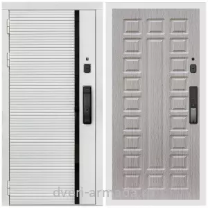 Двери МДФ для квартиры, Умная входная смарт-дверь Армада Каскад WHITE МДФ 10 мм Kaadas K9 / МДФ 16 мм ФЛ-183 Сандал белый