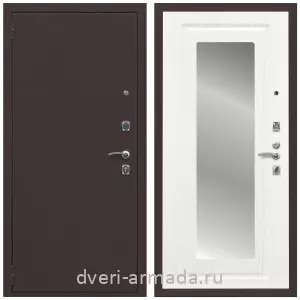 С зеркалом и шумоизоляцией, Дверь входная Армада Комфорт Антик медь / ФЛЗ-120 Ясень белый