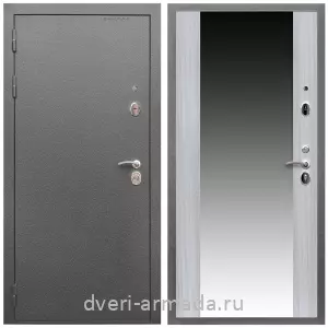 С зеркалом, Дверь входная Армада Оптима Антик серебро / МДФ 16 мм СБ-16 Сандал белый
