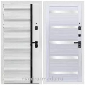 Входные двери толщиной 1.2 мм, Дверь входная Армада Каскад WHITE МДФ 10 мм / МДФ 16 мм СБ-14 Сандал белый стекло белое
