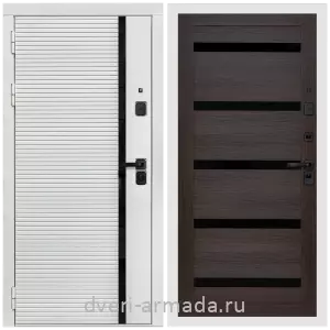 Входные двери со вставками, Дверь входная Армада Каскад WHITE МДФ 10 мм / МДФ 16 мм СБ-14 Эковенге стекло черное