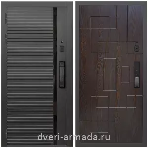 Входные двери МДФ с двух сторон, Умная входная смарт-дверь Армада Каскад BLACK МДФ 10 мм Kaadas K9 / МДФ 16 мм ФЛ-57 Дуб шоколад