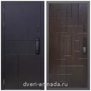 Входные металлические двери в Московской области, Умная входная смарт-дверь Армада Оникс МДФ 10 мм Kaadas K9 / МДФ 16 мм ФЛ-57 Дуб шоколад