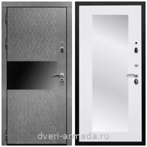 Двери МДФ для квартиры, Дверь входная Армада Престиж Черная шагрень МДФ 16 мм Штукатурка графит / МДФ 16 мм ФЛЗ-пастораль, Белый матовый