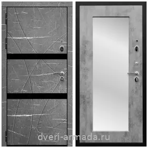 Двери МДФ для квартиры, Дверь входная Армада Престиж Черная шагрень МДФ 16 мм Торос графит / МДФ 16 мм ФЛЗ-пастораль, Бетон темный