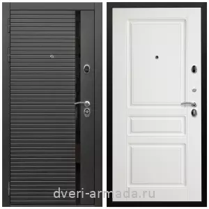 Двери МДФ для квартиры, Дверь входная Армада Престиж Черная шагрень МДФ 16 мм ФЛС-550/ МДФ 16 мм ФЛ-243 Белый матовый