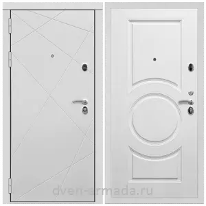 Левые входные двери, Дверь входная Армада Тесла МДФ 16 мм / МДФ 16 мм МС-100 Белый матовый