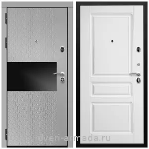 Современные входные двери, Дверь входная Армада Престиж Черная шагрень МДФ 16 мм Милк рикамо софт / МДФ 16 мм ФЛ-243 Белый матовый