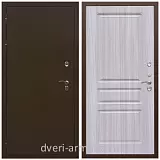 Непромерзающие входные двери, Дверь входная стальная уличная для загородного дома Армада Термо Молоток коричневый/ ФЛ-243 Сандал белый