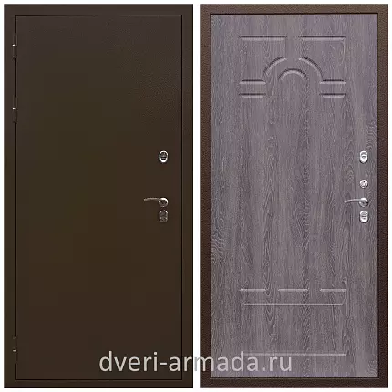 Дверь входная уличная в частный дом Армада Термо Молоток коричневый/ МДФ 6 мм ФЛ-58 Дуб филадельфия графит от производителя с фрезеровкой